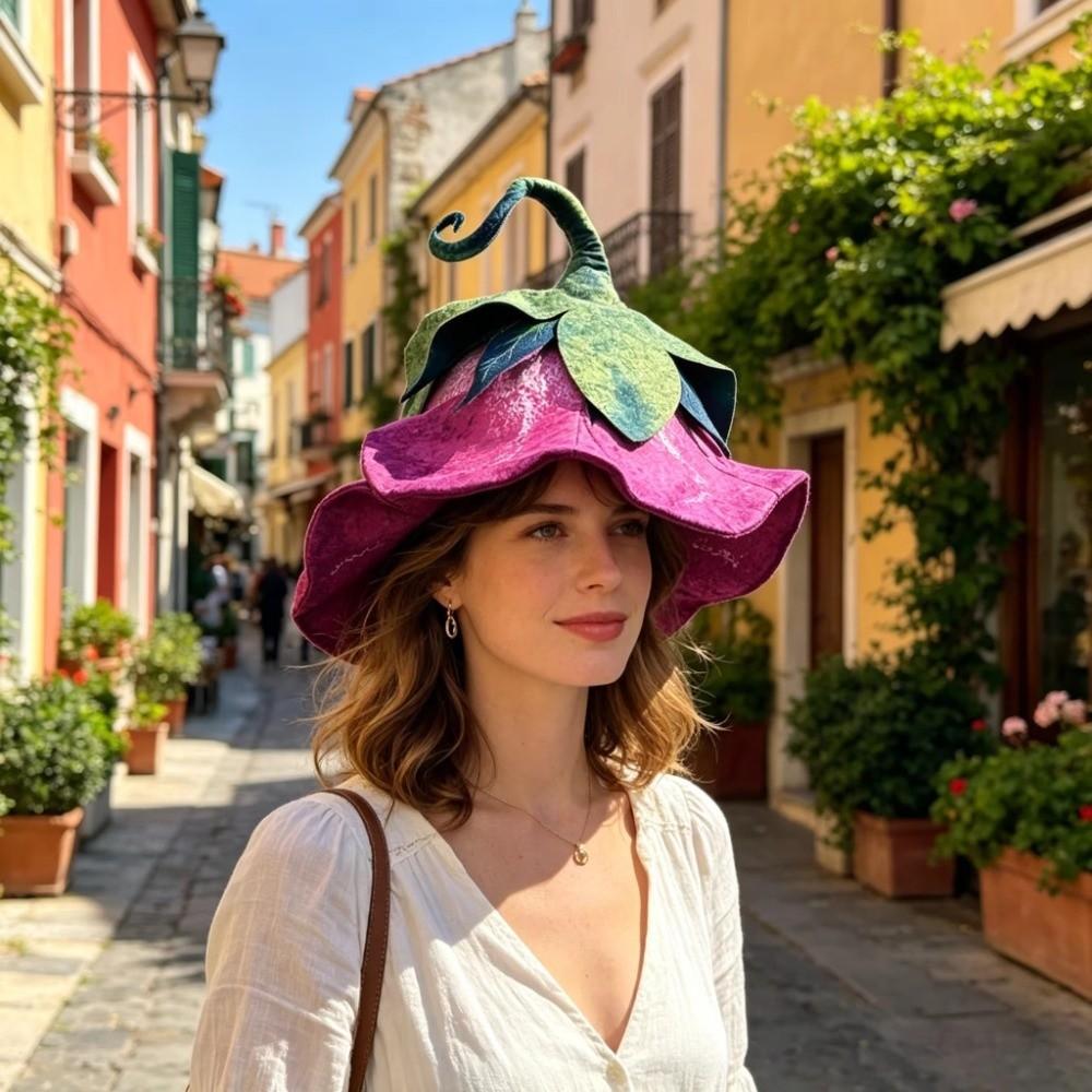 Comfortable Elastic Fit Flower Witch Hat Floral Stage Costume Hat Stage Performance