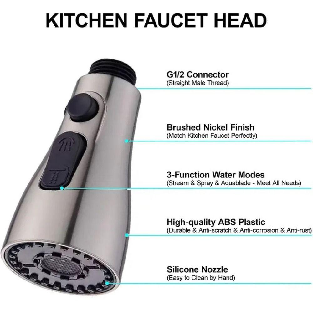Plastic Water Tap Attachment 3 in 1 Spring Faucet Easy To Install Pull Out Faucet Replacement Part