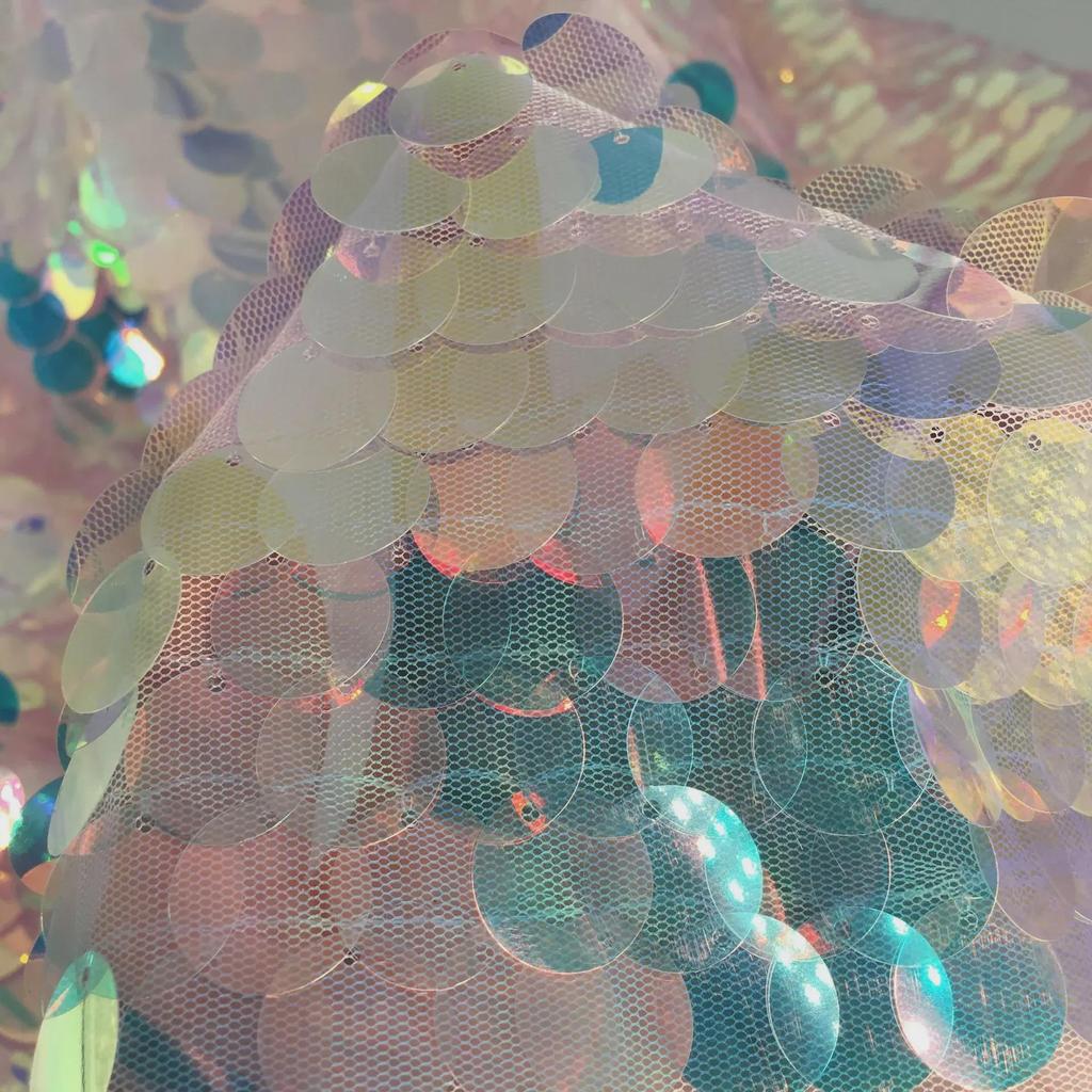 Rongxi Fantasy 18MM Крупная сетчатая ткань с пайетками в виде рыбьей чешуи для фонов и одежды