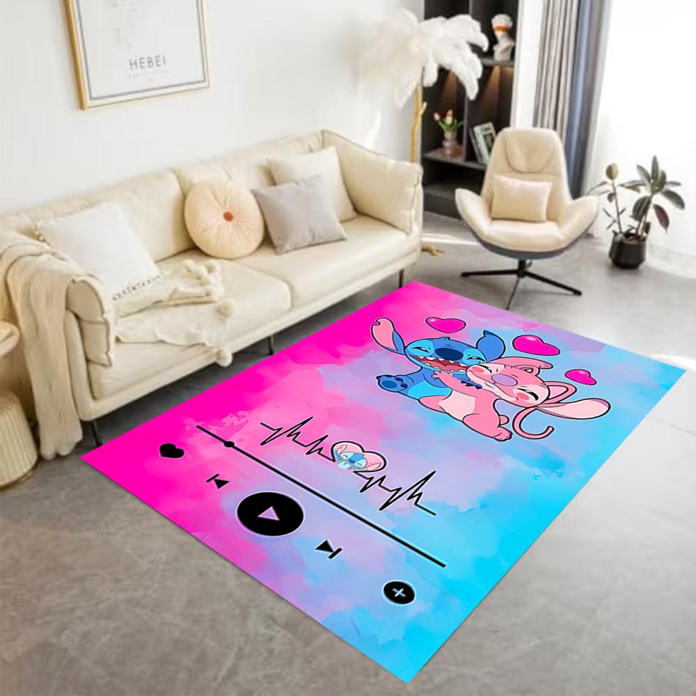 Stitch Angel Space Floor Mat Suitable for Game Room Hallway Playrooms Dormitory Anti-slip Rug Anime Office Decor