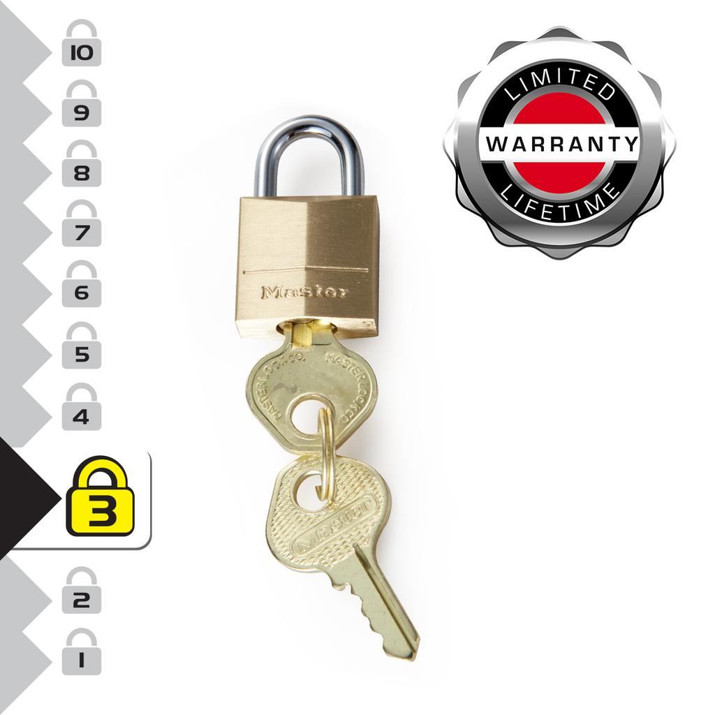 Master Lock Pack of 2 Small Brass Padlocks, 20x34x10 mm