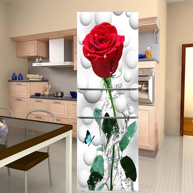 Белый цветок, украшения на дверь холодильника, элегантные цветы, наклейка на холодильник, самоклеящиеся наклейки на стену, виниловые обои, фреска, искусство