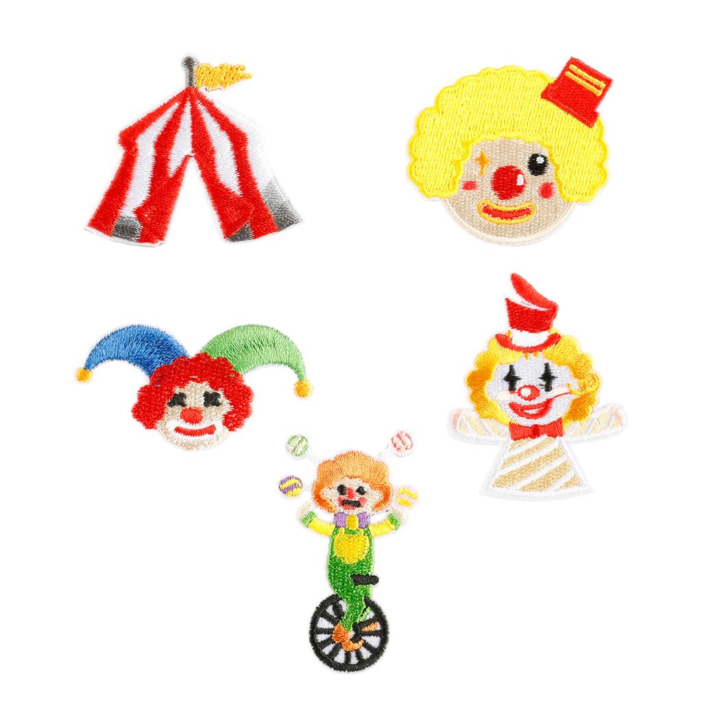 5 Pcs Lovely Clown Embroidered Patches Sew On Patches Circus Series Iron On Patches Clothing Patches Sewing Patches