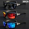3PCS Retro Mens Polarized Sports Sunglasses Durable PC Frame TAC Lens for Hiking Fishing Motorsports