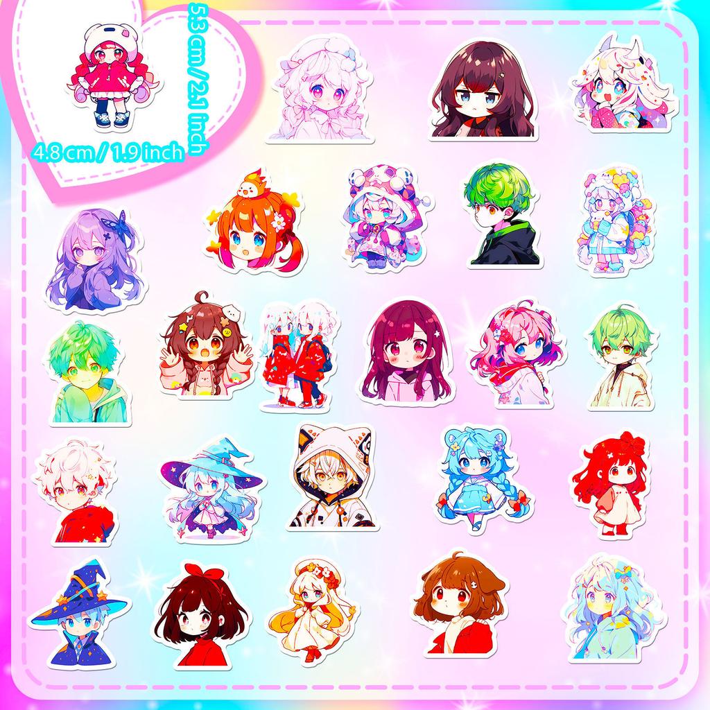 50 Мультяшных Аниме Стикеров Q Версии Веселые Новые Милые Мультяшные DIY Периферийные Нишевые Креативные Посты для iPad