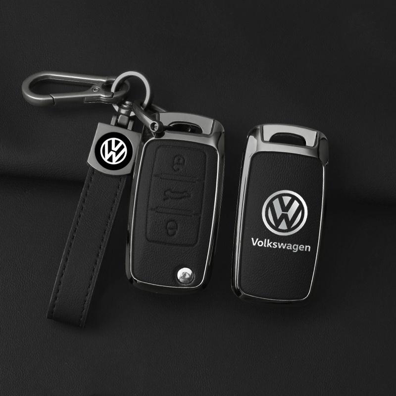 Для VOLKSWAGEN VW Металлическая кожаная крышка-чехол-держатель для автомобильного ключа Брелок Для VW Volkswagen Polo Tiguan Passat Golf Jetta Lavida Брелок