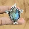 Anniversary Gift For Her Natural Labradorite Gemstone Pendant 925 Silver
