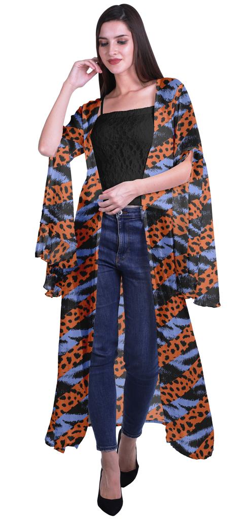 Moomaya Пляжная накидка с открытым передом из принтованного жоржета и разрезами на рукавах