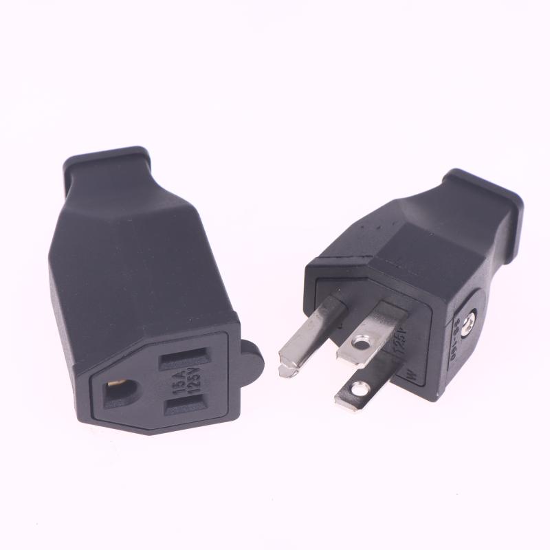 1/2 шт. Розетка питания США с тремя контактами, Электрическая розетка, Разъем переменного тока, Вилка, Черный, 125 В, 15 А, Американский разъем "мама", "папа"