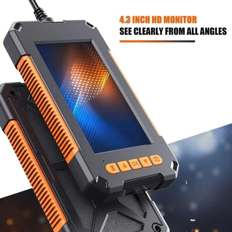 Industrial Endoscope Camera 4.3 Inch Screen HD1080P Single Dual Lens Pipe Car Inspection Borescope IP68 Waterproof LEDs 2600mAh