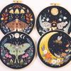 Stamped Pattern Embroidery Kit Bamboo Hoop Moth Embroidery DIY Embroidery Set  Craft Gift Idea