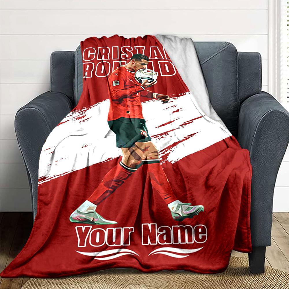 Cristiano Ronaldo (46) Customize Your Name Blanket Cozy Personalized Blanket Soft & Cozy Great for Office Sofa Office Chair Couch