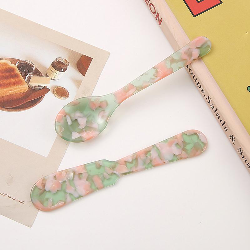 Красочные акриловые ложки для льда, сливок, кофе, икры, ложки для помешивания, десертные ложки, чайные ложки, столовые приборы, реквизит для вечеринок и фото