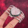 Heart Shaped Rose Quartz Handmade Gemstone Jewelry, 925 Solid Sterling Silver Bangle Unique Design Jewelry, For Women