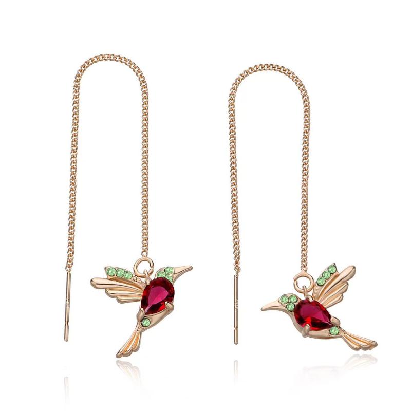Luxurious Unique Long Drop Earrings Bird Pendant Tassel Crystal Pendant Earrings Ladies Jewelry