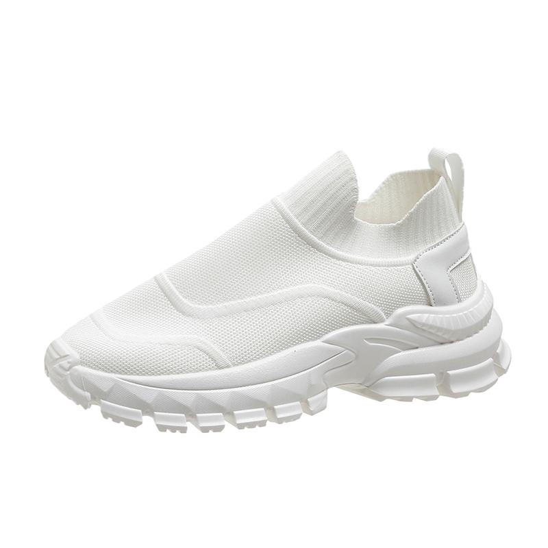 Lucyever эластичные трикотажные кроссовки на танкетке женские спортивные дышащие сетчатые вулканизированные туфли женские на платформе слипоны для ходьбы Mujer