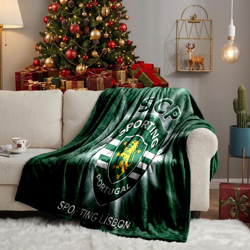 Sporting Portugal Crest Throws Blanket Flannel Blankets Plush for Couch Bed Gifts for Men Women Travel picnic blanket Christmas fan gifts
