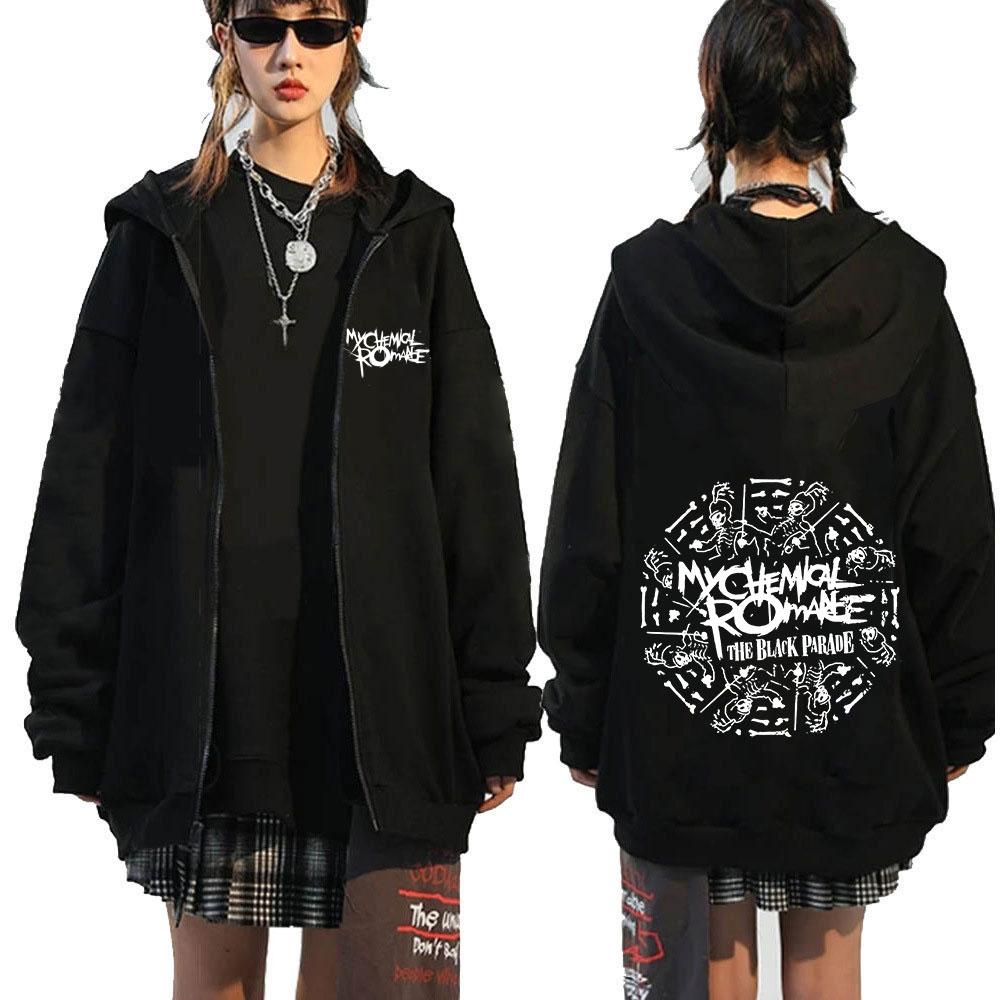 Rock Band My Chemical Romance Mcr Dead Zipper Hoodie Black Parade Punk Emo Zip Up Hoodies Men Fashion Vintage Oversized Pullover