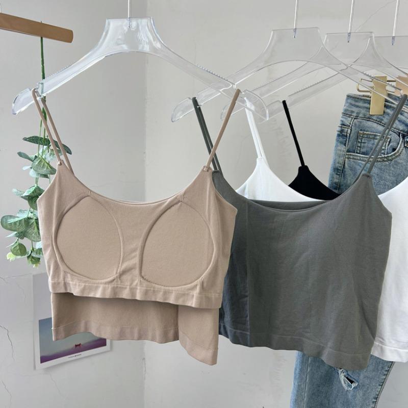 Ледяной шелковый однотонный жилет-халтер на нижней части внутренней стороны, чтобы носить чистый сладкий и пряный бюстгальтер сзади, интегрированный анти-воздействие