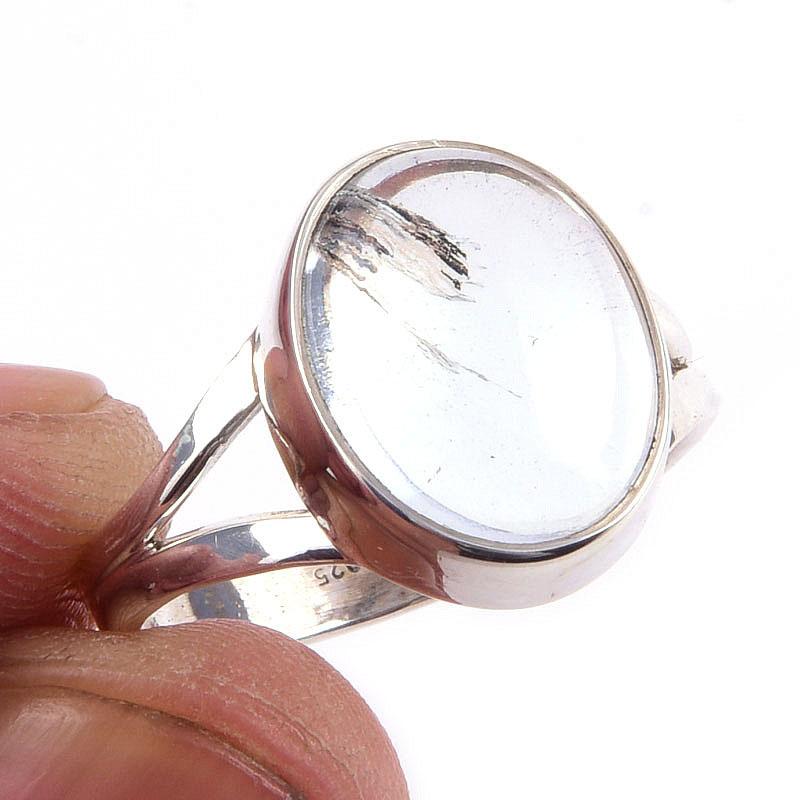 Natural Aquamarine Gemstone Handmade 925 Solid Sterling Silver Ring Size 8 Q7c98