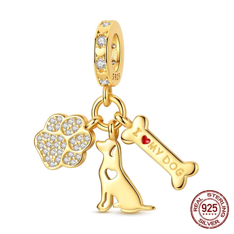 925 Silver Golden Cross Charms Beads For 3mm Bracelet DIY Jewelry Making Women Gifts New In