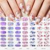 20tips Pink Purple Daisy Full Cover Nail Gel Stickers 3D Self-Adhesive Rose Lily Flower Nail Wraps Cute Summer Floral Nails*1pcs
