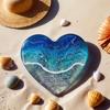 Ocean Heart Shaped Glass Ornament for Friends and Family