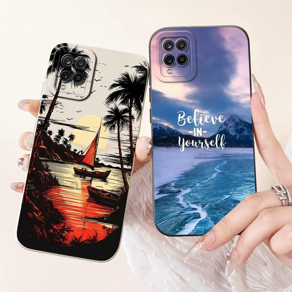 Чехол Funda для Samsung A12 Case A125F Силиконовый Милый Kawaii Роскошный Модный Цветочный Чехол для Телефона Samsung Galaxy A12 Ударопрочный