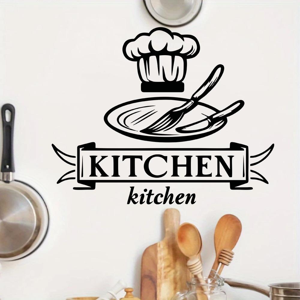 Creative Chef's Hat and Tableware Pattern Stickers for Kitchen Wall Decoration, Kitchen Wall Beautification Stickers