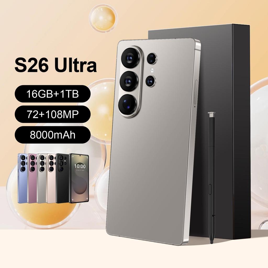 Смартфон S26 Ultra, 7,3-дюймовый дисплей, 4 ГБ ОЗУ, 64 ГБ памяти, совершенно новый.