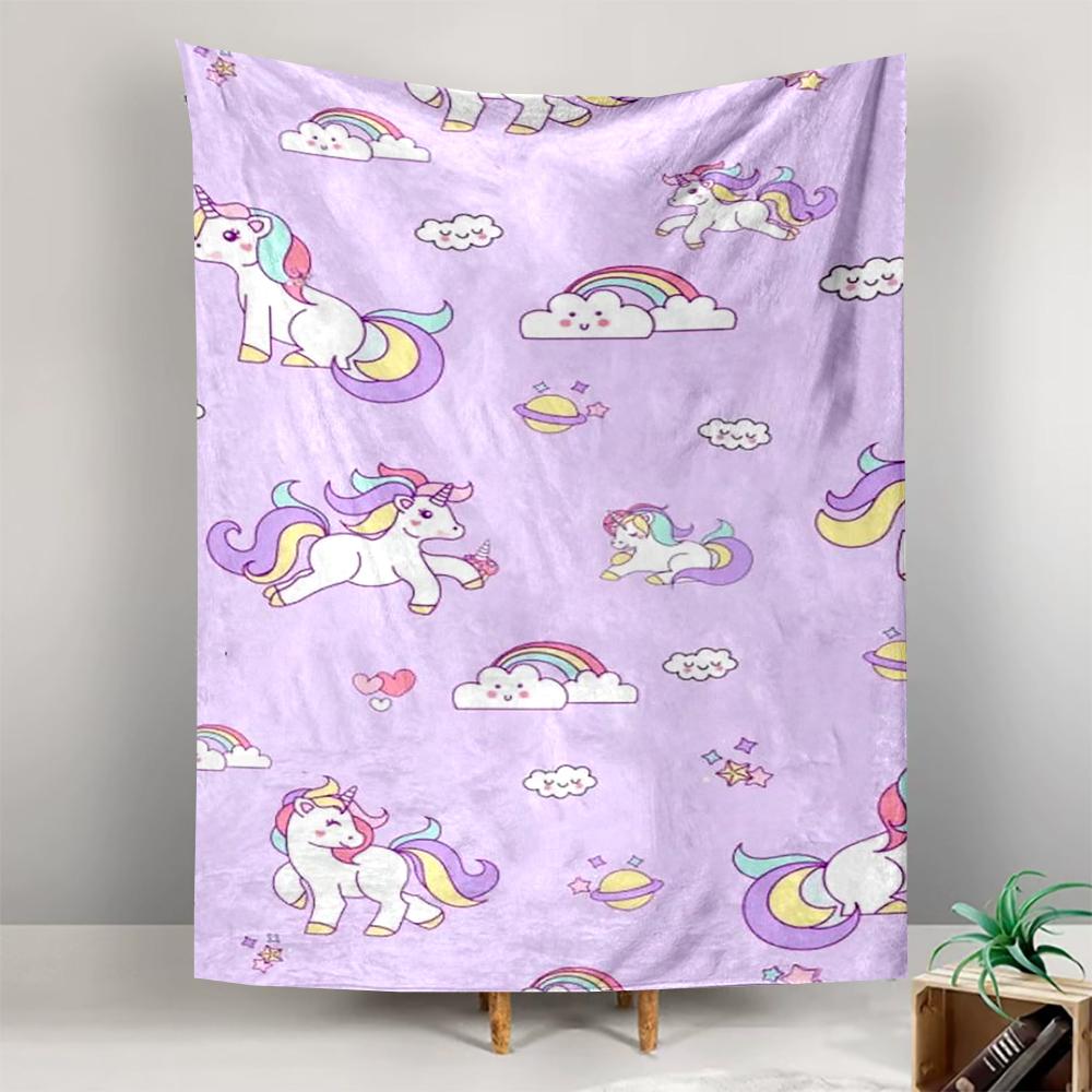 Colorful Unicorns and Rainbows Patterned tapestry for bedroom and living room home decor