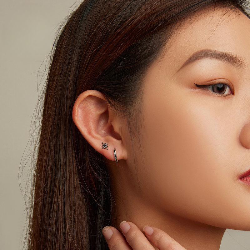 Серьги-гвоздики из стерлингового серебра S925 со звездами, черный циркон, крутые серьги в готическом стиле, изысканные серьги