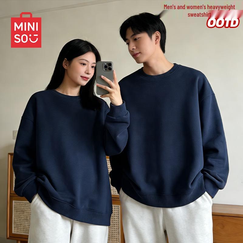 MINISO Мужской однотонный свитшот с круглым вырезом