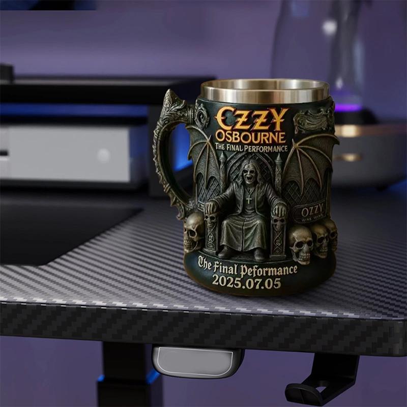 Halloween 3D Ozzy Osbourne Commemorative Mug Stainless Steel Skull Water Cup Beer Mug Coffee Cup Drinking Utensils