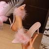 Fashion Women Sandals 2025 New Summer Style Fashion Sandals Elegant Casual Versatile Furry Sandals Sexy High-heeled Shoes for Women