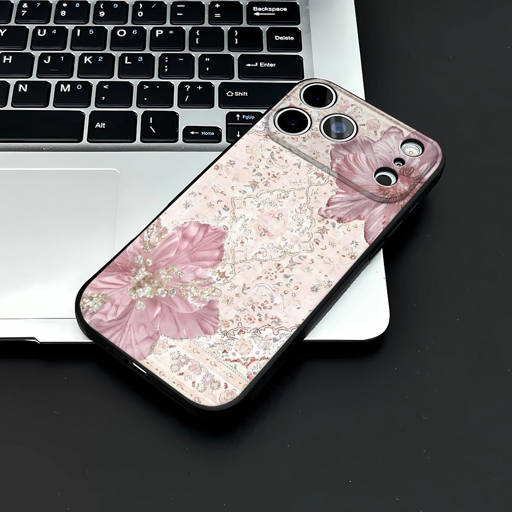 Розовый Цветочный Дизайн Чехол Для Телефона Для IPhone 17 Чехол IPhone 16 Pro Max 11 15 14 12 Pro Max 7 8 Plus XR SE Air Силиконовый Чехол