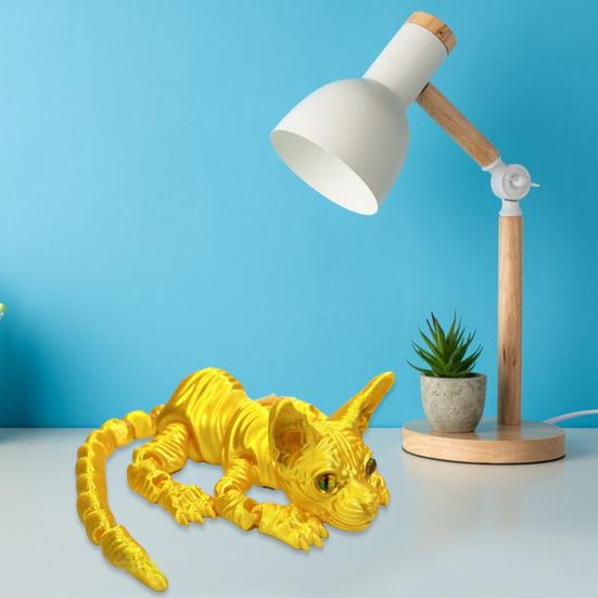 3D-печатная фигурка лысого кота с подвижными суставами Фигурка кошки-сфинкса с шарнирным соединением