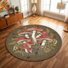 Mushroom Forest Floral Nature graphics Circle Rug,Living Room Sofa,Bedroom,Study Room indoor decor Washable Rug Keepsake