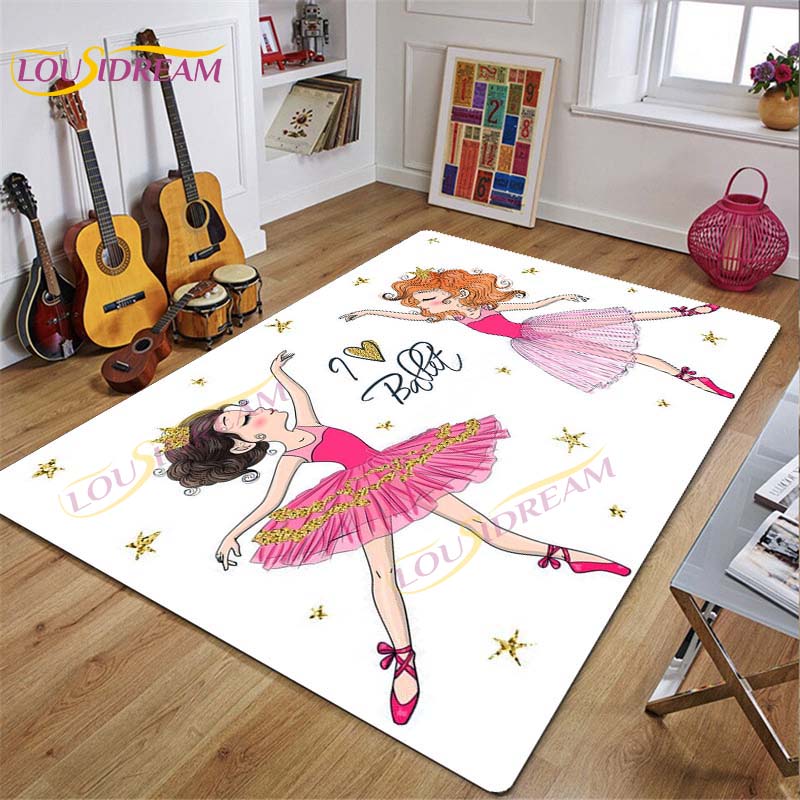 Ковер для балерины, ковер с рисунком балерины для девочек, розовые коврики для гостиной, спальни, декор для детской комнаты, декор для детской, подарок