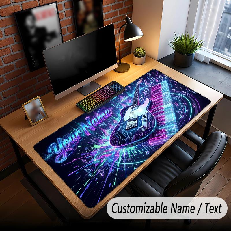 Music Guitar Theme Custom Mouse Pad Personalized With Name Text Customized Desk Mat For Office Home Decor