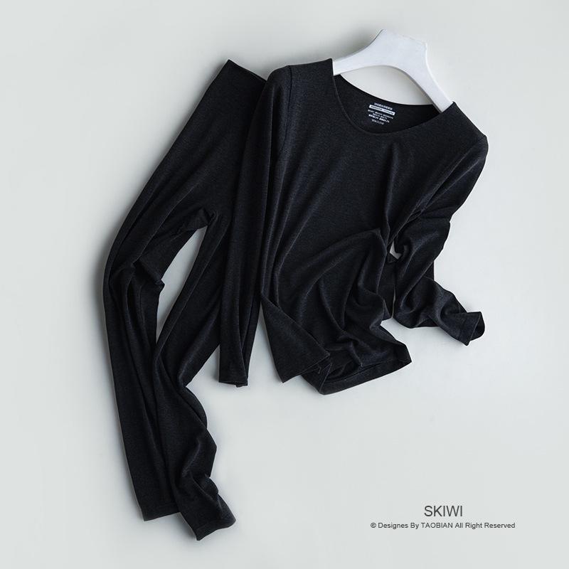 Женский бесшовный комплект термобелья из пухового шелка - тонкий костюм на осень/зиму