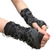 Women Halloween Punk Hole Long Gloves Gothic Black Fingerless Gloves Arm Warmer Beggar Cosplay