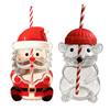 Christmas Glass Straw Tumbler Cute Holiday Themed Sippy Cup for Cocktails Reusable Drinking Coffee Beer Wine