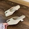 Fashion Summer New Woven Baotou Slippers Women's Fashion Square Toe Shallow Mouth Open Toe Non-slip Special Heel Sandals