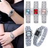 Fashion Rectangle Dial Rhinestone Alloy Band Lady Women Gift Analog Wrist Watch