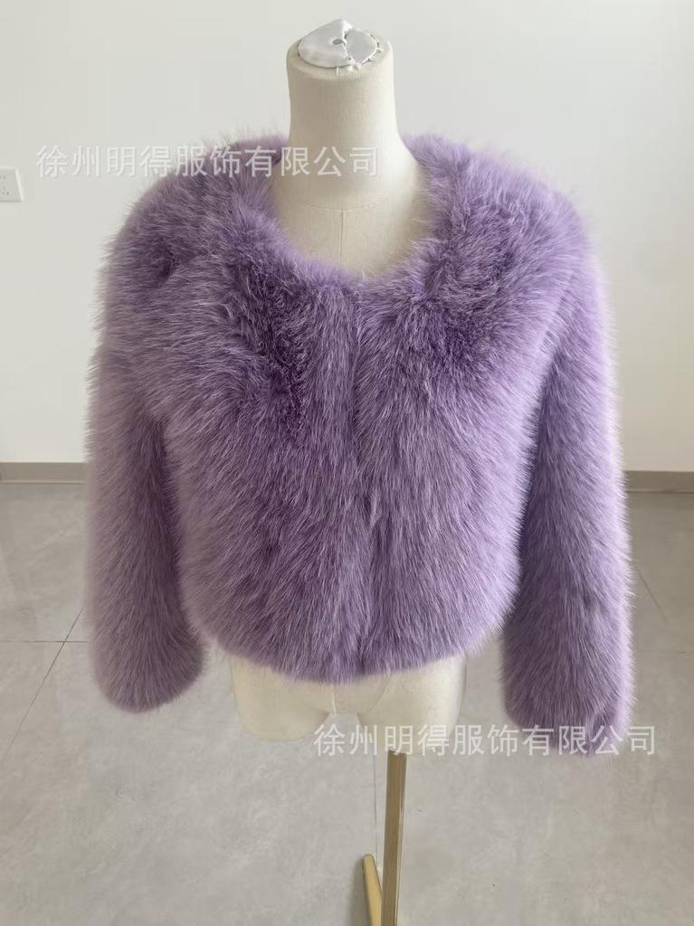 European and American fur jacket imitation fox hair fashionable winter clothing thickened warm long-sleeved short cardigan fur jacket