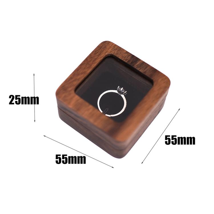 Luxury Modern Walnut Proposal Engagement Wedding Jewelry Packaging Wooden Ring Box with Window