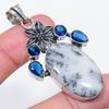Natural Dendrite Opal, Topaz 925 Sterling Silver Jewelry Pendant 2.40" P7y27