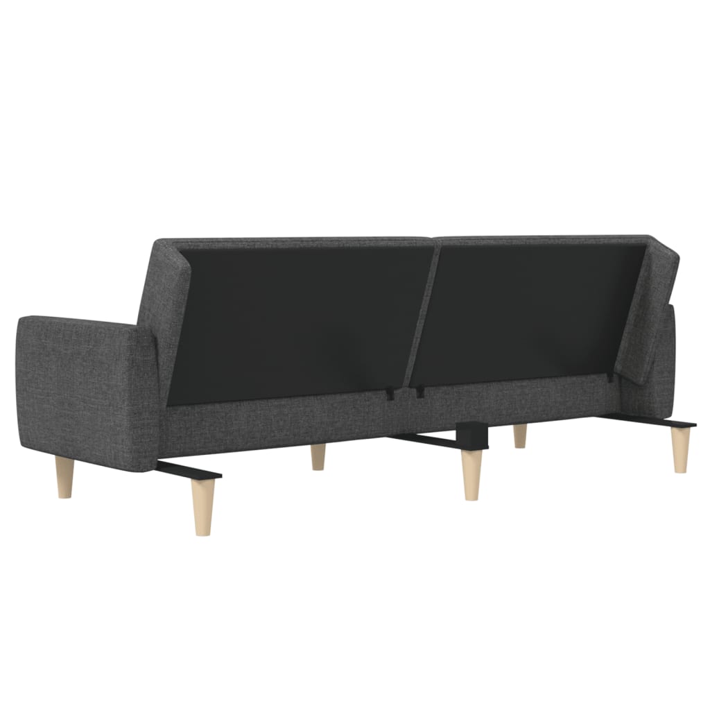 2 Seater Sleeper Sofa in Dark Gray Fabric