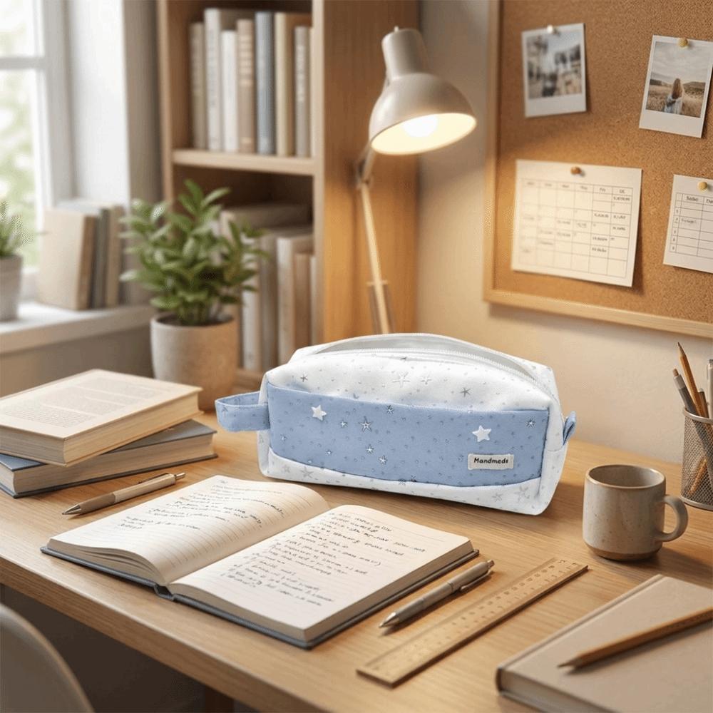 Shining Star Korean Style Pen Bag Large Capacity Stationery Pouch Portable Pencil Pouch Office